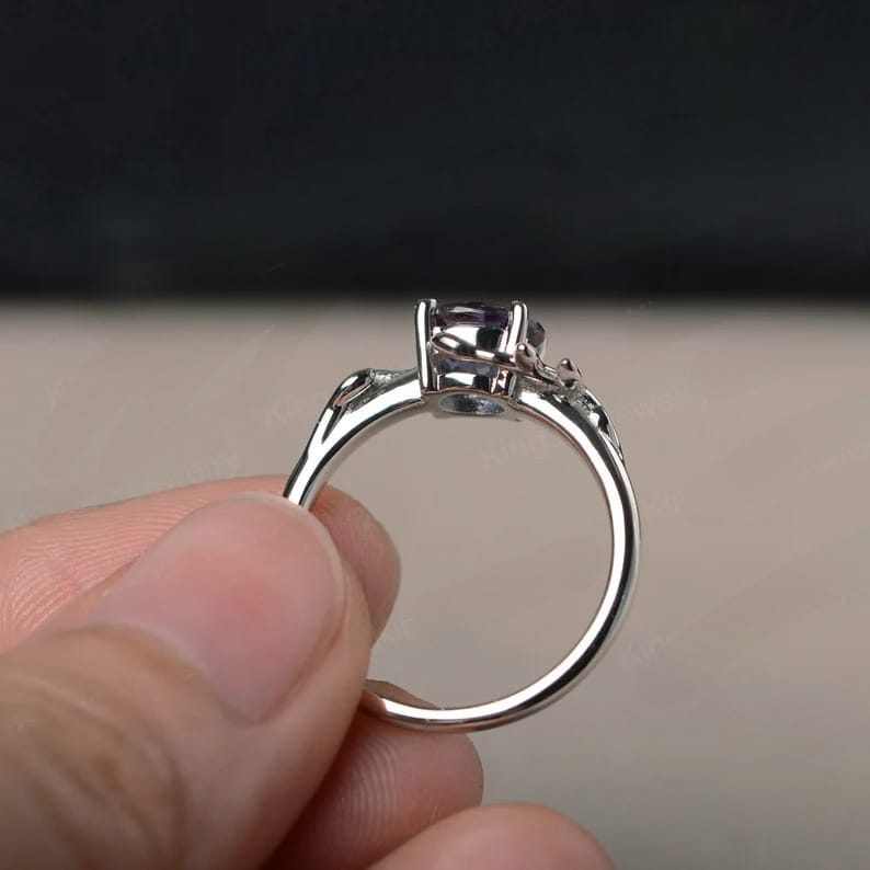 Alexandrite  Branch Wedding Ring - 925 Sterling Silver Ring