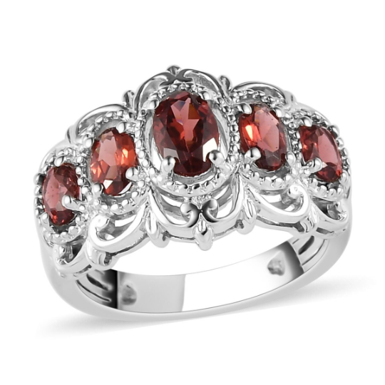 Granat Halbe Ewigkeitsring für Damen – Ring aus 925er Sterlingsilber