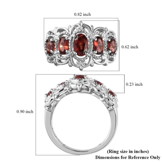 Granat Halbe Ewigkeitsring für Damen – Ring aus 925er Sterlingsilber
