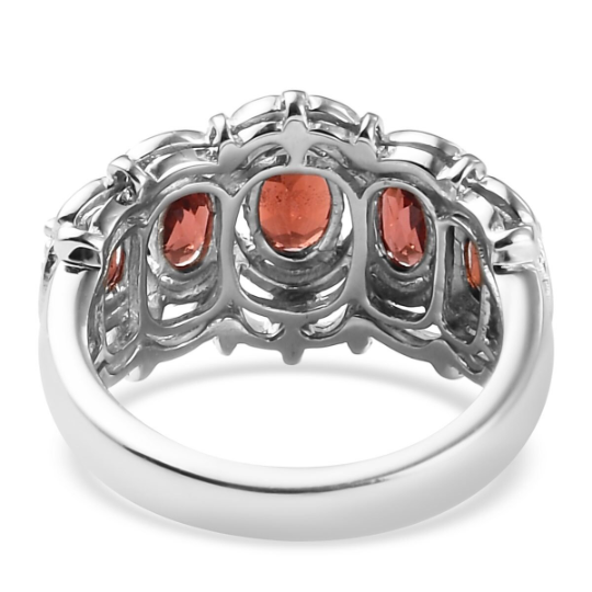 Vintage Half Eternity Oval Cut Garnet Engagement Rings  - 925 Solid Sterling Silver Rings