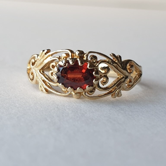 Granat-Vintage-Ringe für Damen – filigrane Ringe aus 14-karätigem Gold-Vermeil