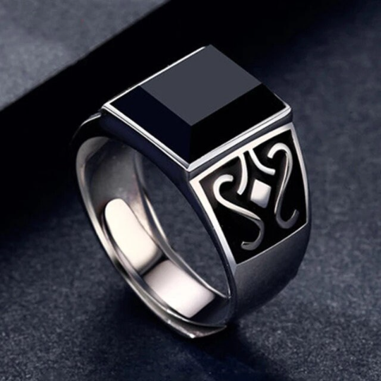 Schwarze Onyxringe für Herren – Ring aus 925er Sterlingsilber – Geschenk für Männer