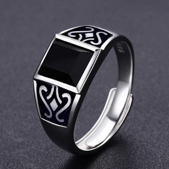 Schwarze Onyxringe für Herren – Ring aus 925er Sterlingsilber – Geschenk für Männer