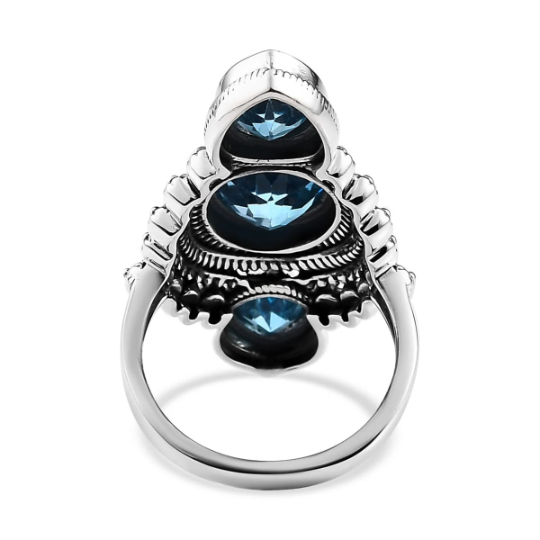 Schweizer Blautopas-Indianer-Ring – Ring aus 925er Sterlingsilber