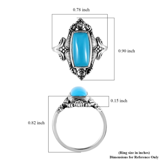 Vintage Cushion Cut Sleeping Beauty Turquoise Statement Rings - 925 Solid Sterling Silver Ring