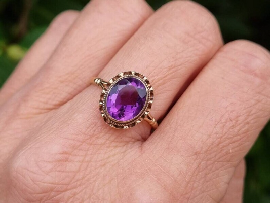Vintage Amethyst Ringe – 14k vergoldeter Ring