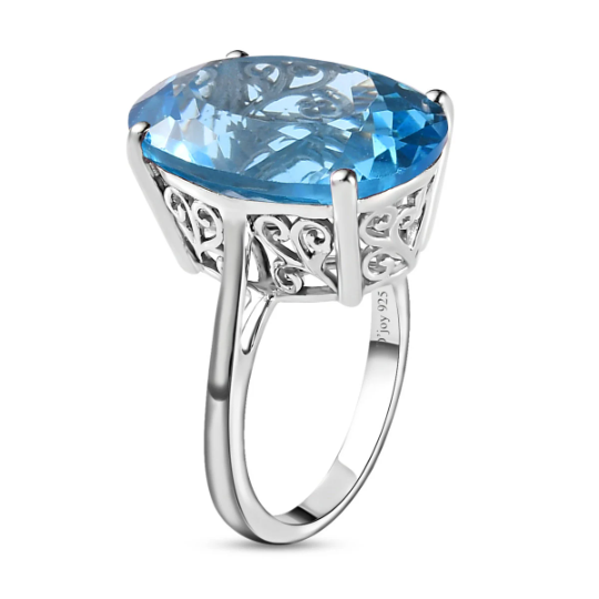 Natural Cocktail Oval Cut Swiss Blue Topaz Filigree Vintage Rings - 925 Sterling Silver Rings