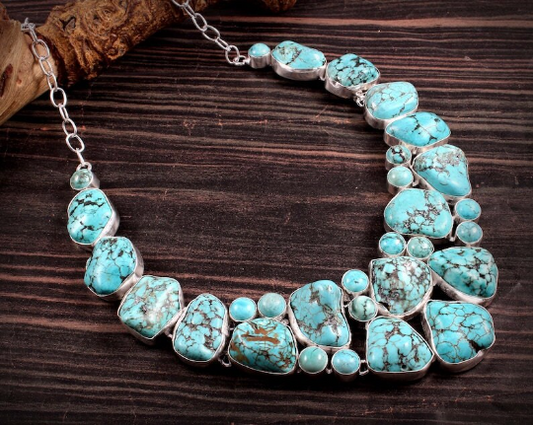 Natural Turquoise Bib Necklaces For Women