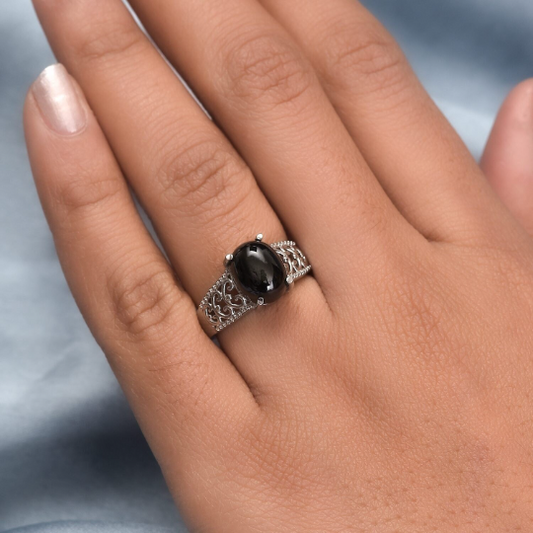 Filigrane Statement-Ringe aus schwarzem Onyx – Ring aus 925er Sterlingsilber