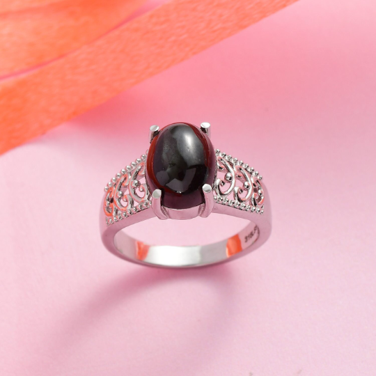 Natural Oval Cut Black Onyx Filigree Statement Rings - 925 Sterling Silver Rings
