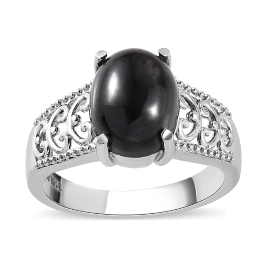Natural Oval Cut Black Onyx Filigree Statement Rings - 925 Sterling Silver Rings