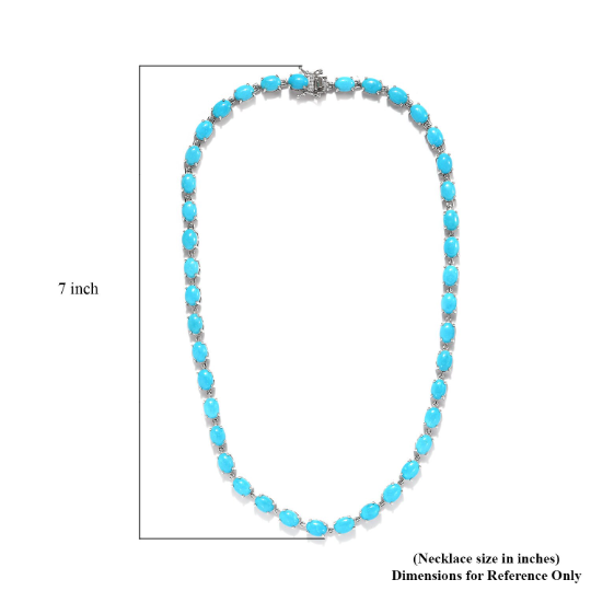 Natural Oval Cut Sleeping Beauty Turquoise Tennis Necklace For Women - 925 Sterling Silver Necklace