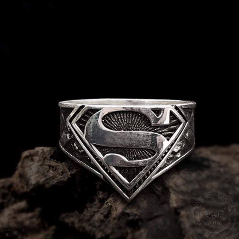 Superman Sterling Silber Ring – Buchstabe „S“ Ringe – Geschenk für ihn