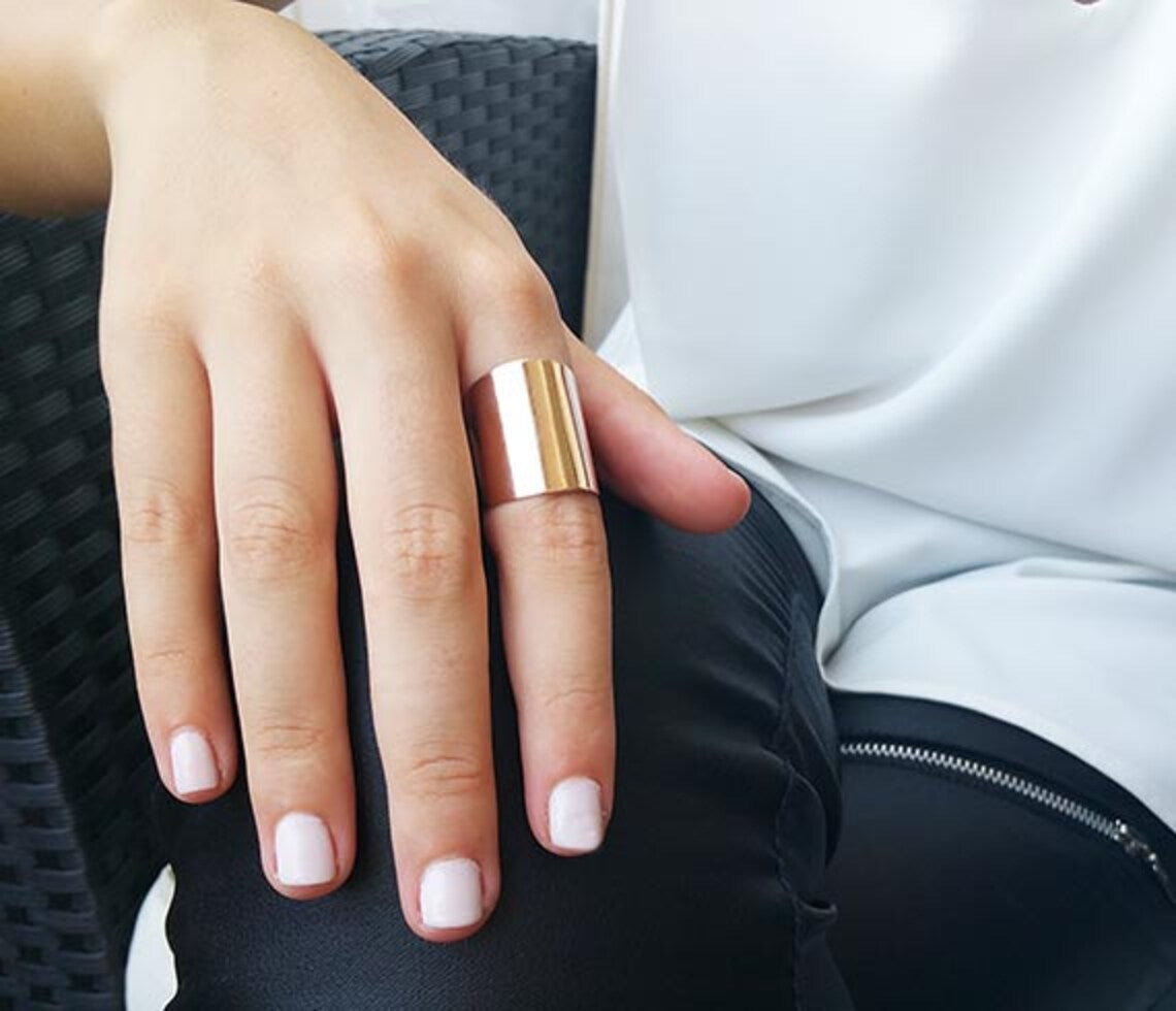 Cigar Wide Band 14k Gold Vermeil Simple Minimalist Rings For Women