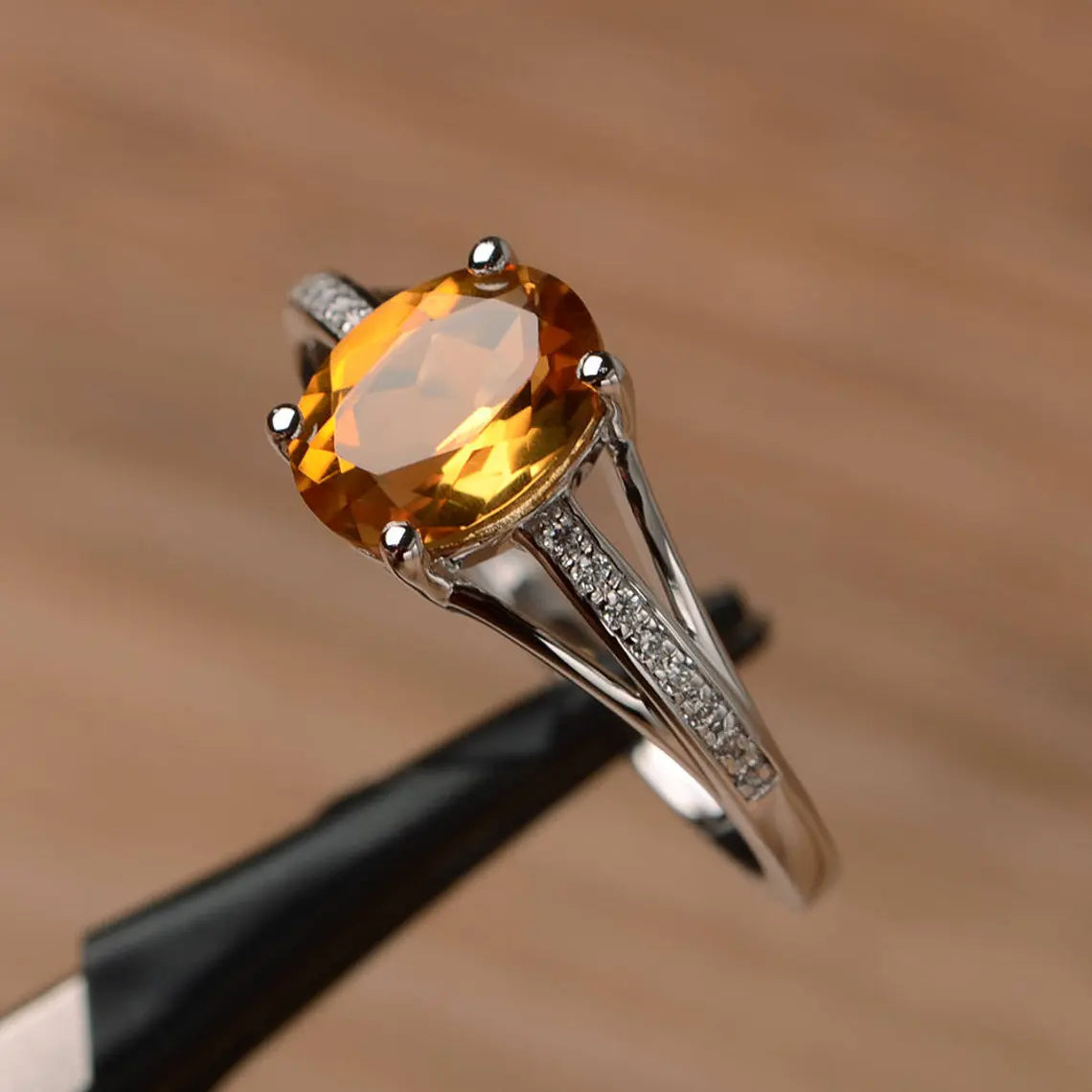 Bague de promesse en citrine ovale naturelle - Bagues en argent sterling 925