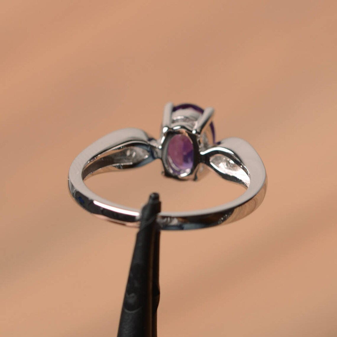 Natürliche Amethyst-Verlobungsringe im Ovalschliff – Ringe aus 925er Sterlingsilber