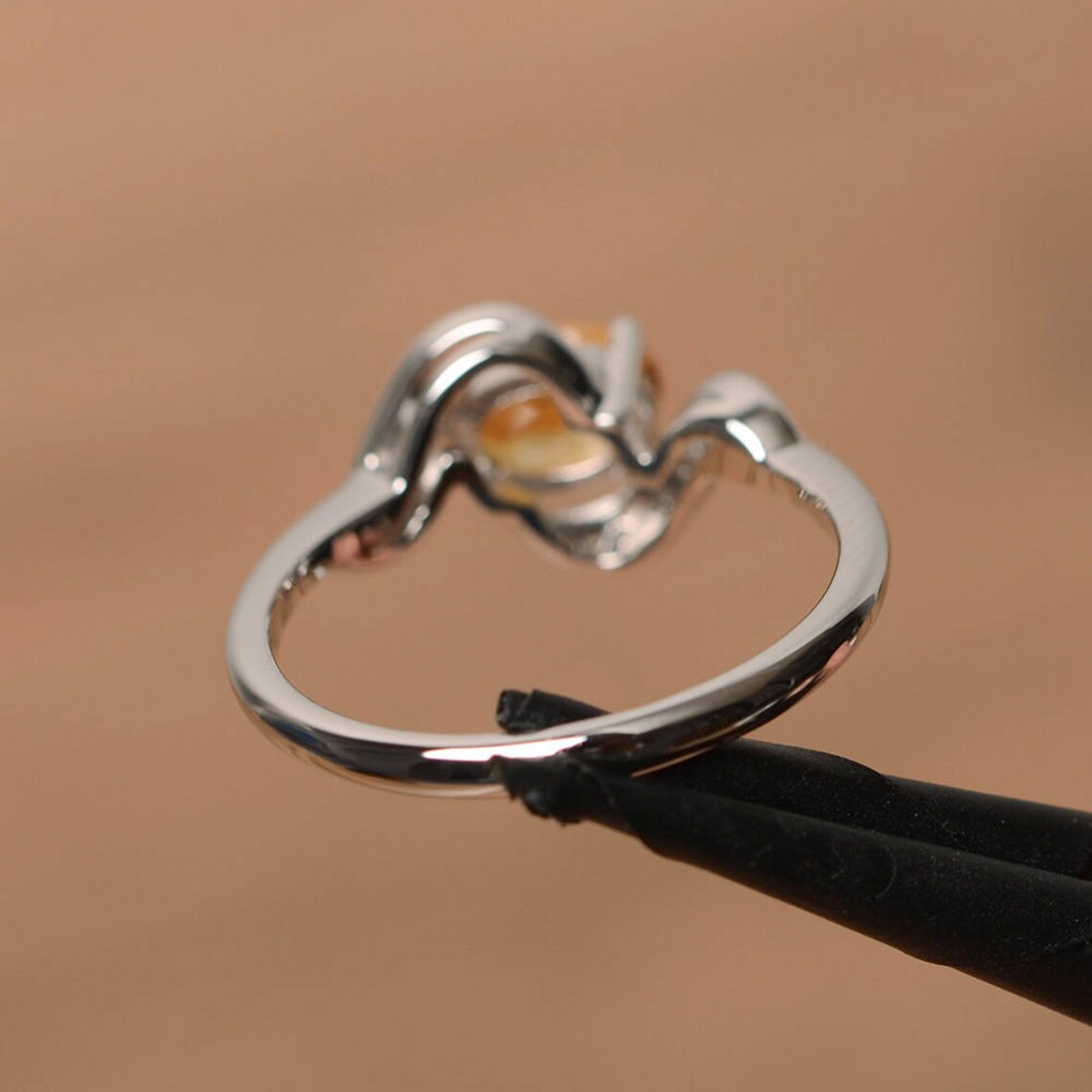 Bague de promesse en citrine ovale naturelle - Bague en argent sterling 925