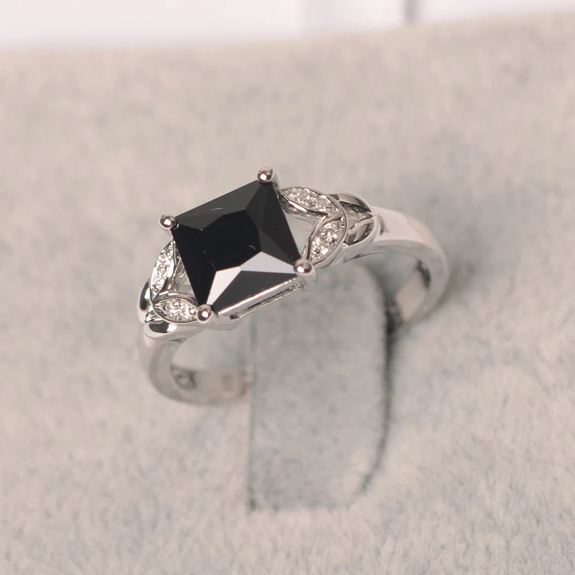 Natural Black Onyx Promise Ring - 925 Sterling Silver Ring