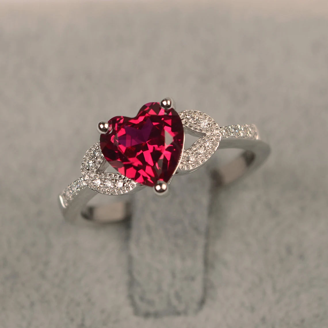 Ruby Wedding  Vintage Ring - 925 Sterling Silver Promise Ring