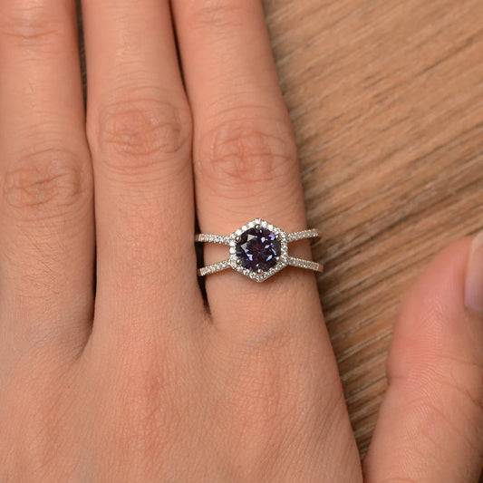 Lab Created Alexandrite Wedding Ring 