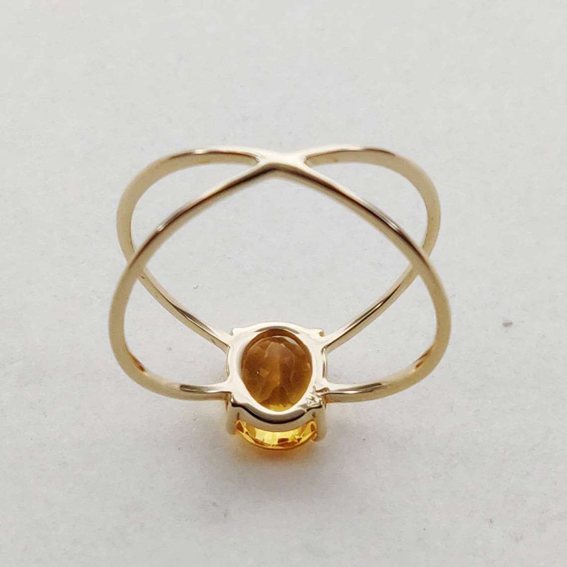 Citrin-Opal-Band-Solitärring – Ringe aus 14-karätigem Gold-Vermeil