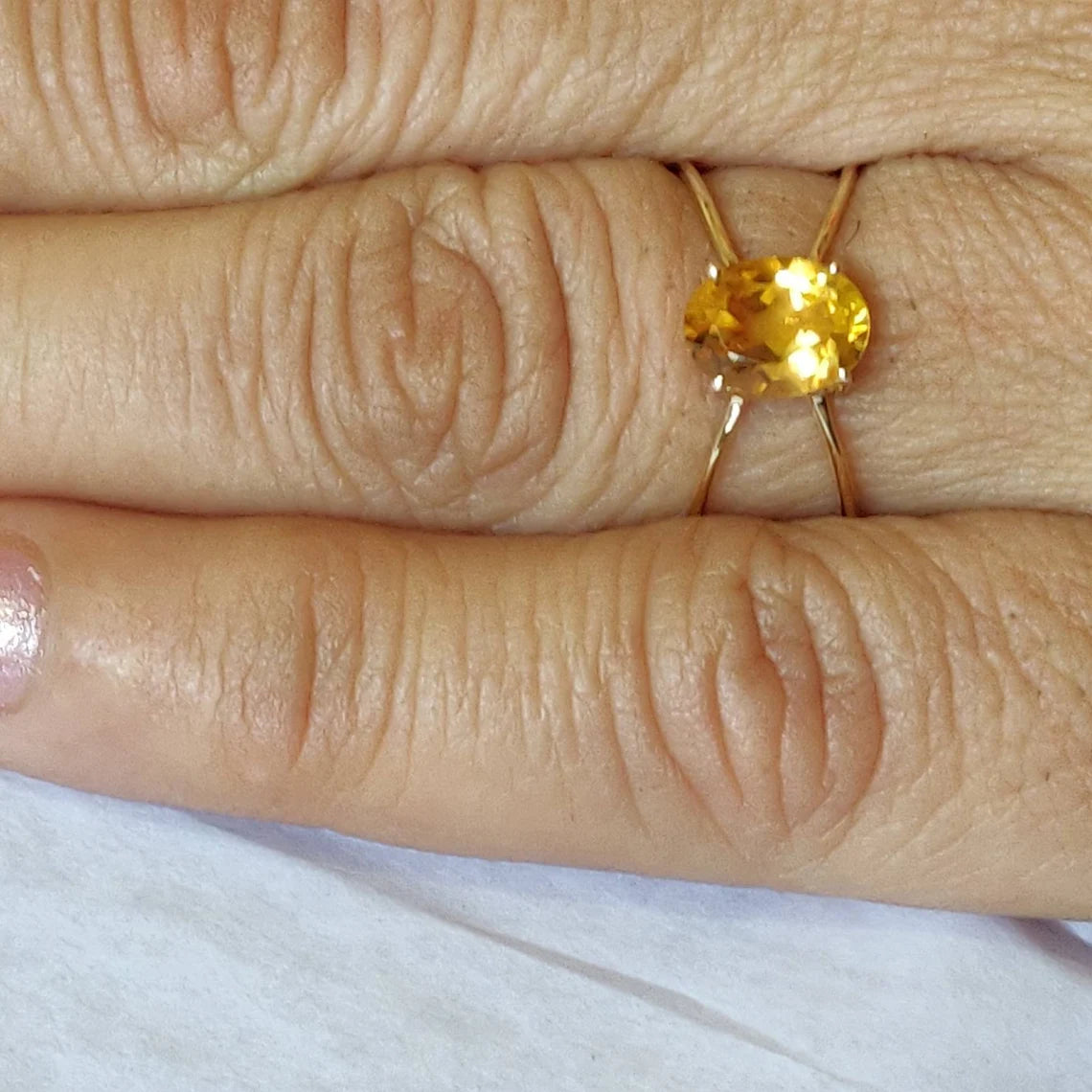 Citrin-Opal-Band-Solitärring – Ringe aus 14-karätigem Gold-Vermeil