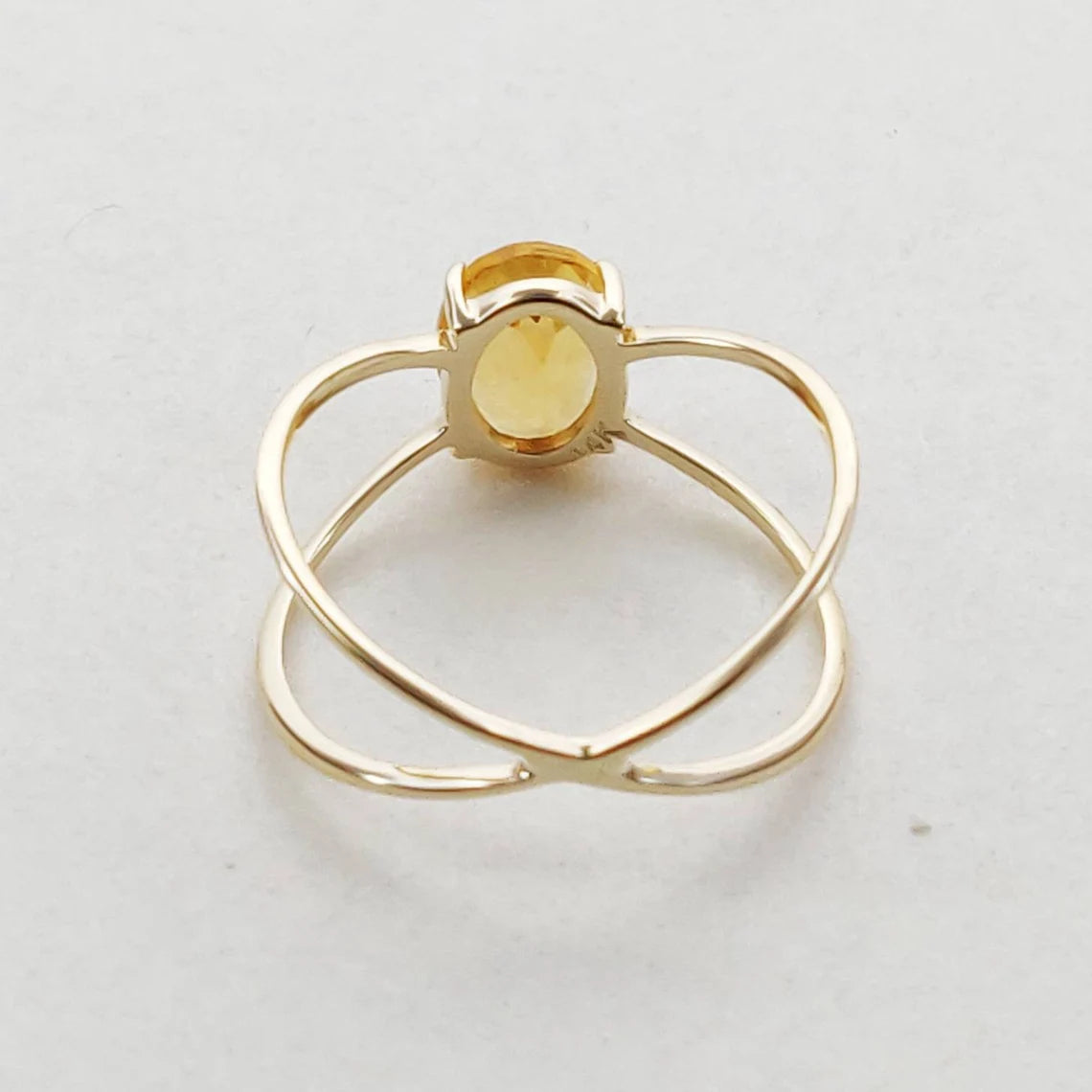 Citrin-Opal-Band-Solitärring – Ringe aus 14-karätigem Gold-Vermeil