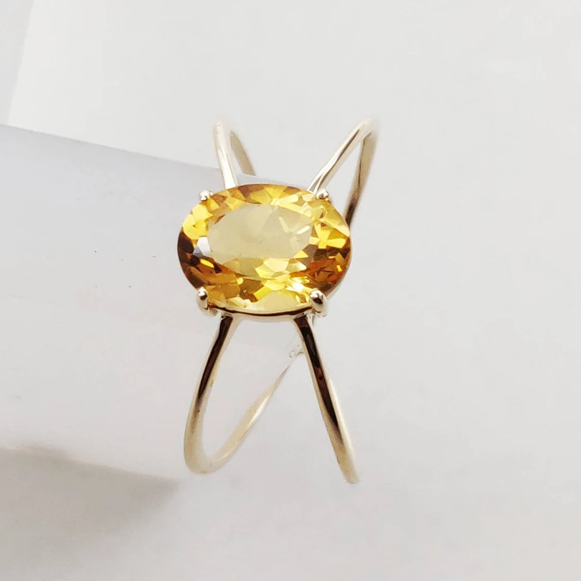 Citrin-Opal-Band-Solitärring – Ringe aus 14-karätigem Gold-Vermeil