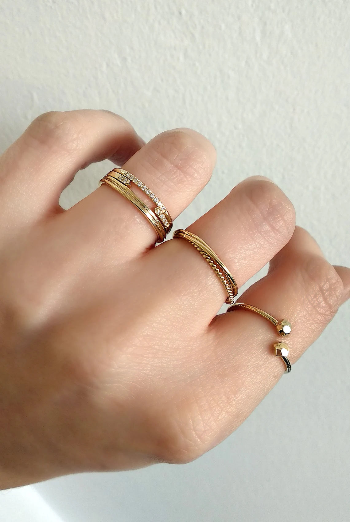 14k Gold Vermeil Open Cuff Minimalist Vintage Rings For Women