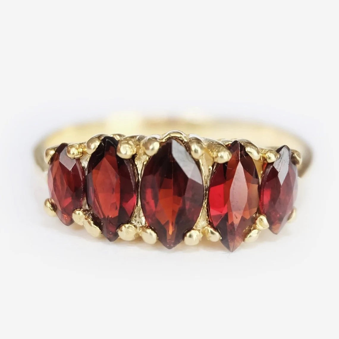 Garnet Half Eternity Rings - 14k Gold Vermeil Ring