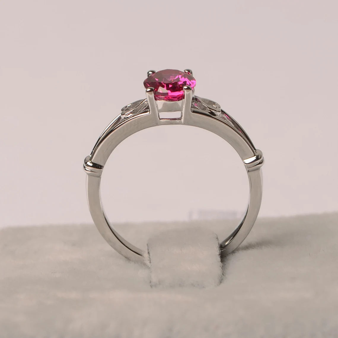 Elegant Oval Cut Ruby Promise Ring - 925 Sterling Silver Ring