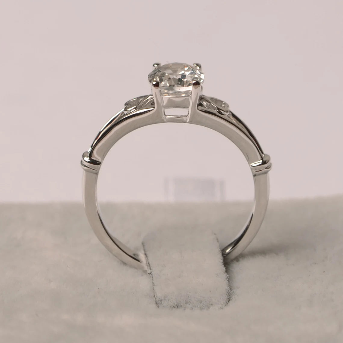 Natural Oval  Cut White Topaz Promise Ring - 925 Sterling Silver Ring