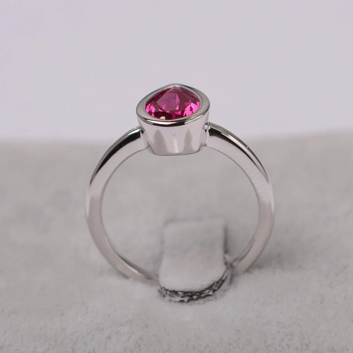 Ruby Teardrop Cut Wedding  Ring - 925 Sterling Silver RIng