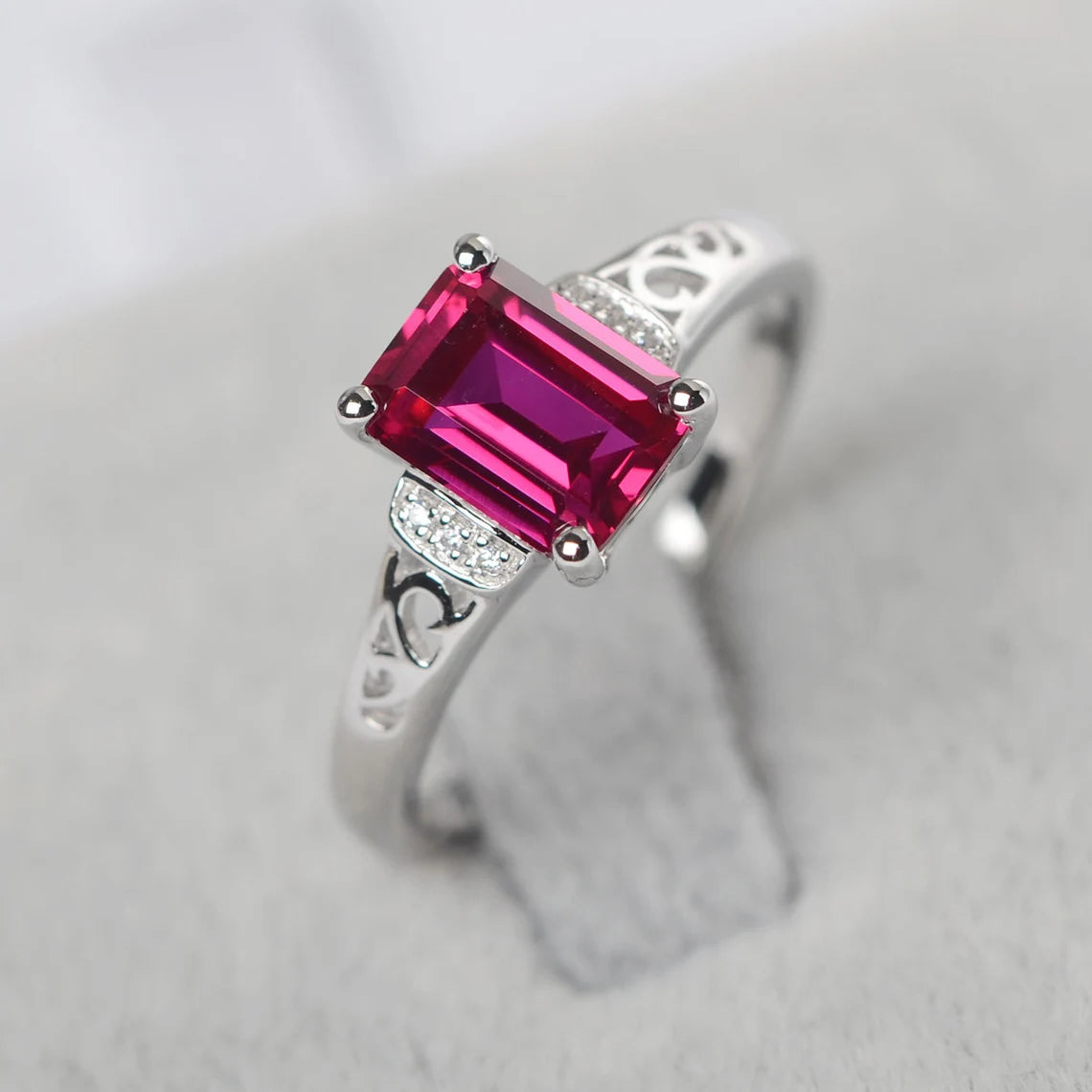 Ruby Wedding  Ring - 925 Sterling Silver RIng