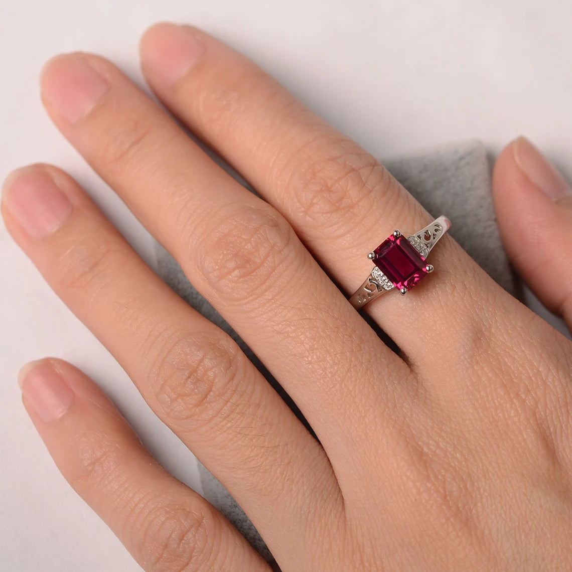 Ruby Wedding  Ring - 925 Sterling Silver RIng