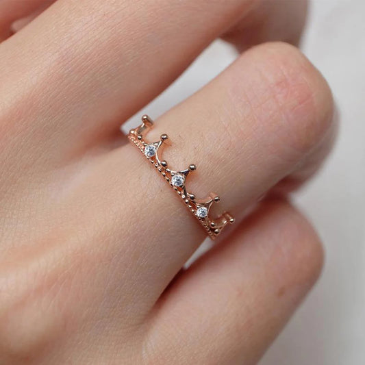 Royal Crown Ring - 14k Rose Gold Vermeil Ring - Princess Tiara Ring