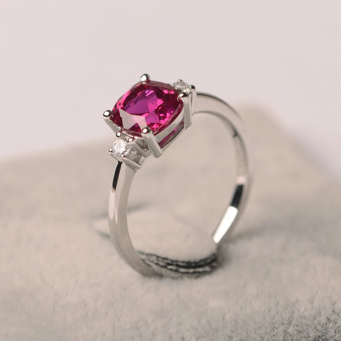 Ruby Wedding  Ring - 925 Sterling Silver RIng