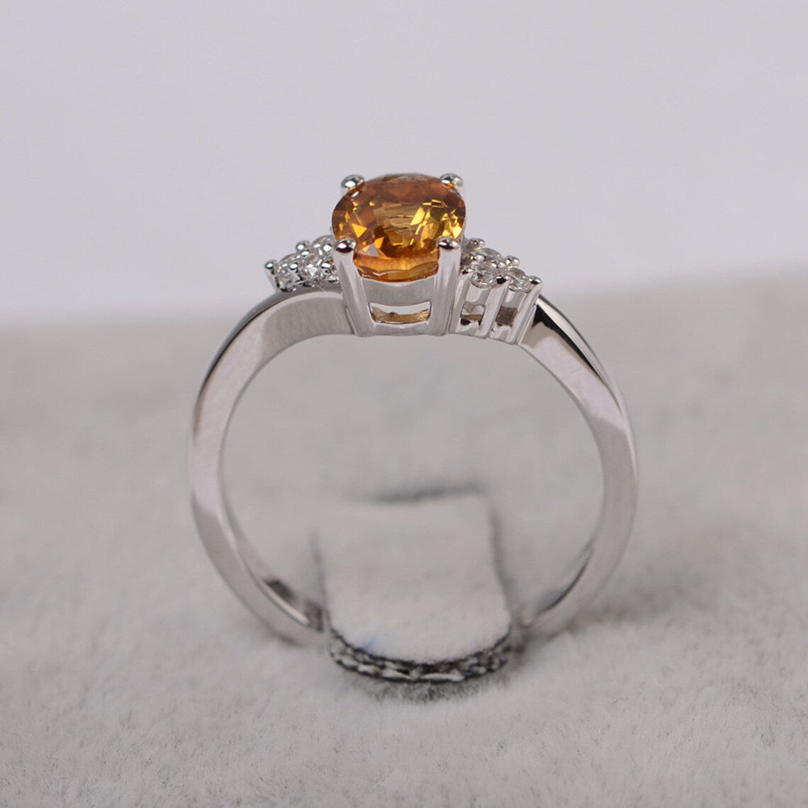 Bague de fiançailles en citrine ovale naturelle - Bague en argent sterling 925