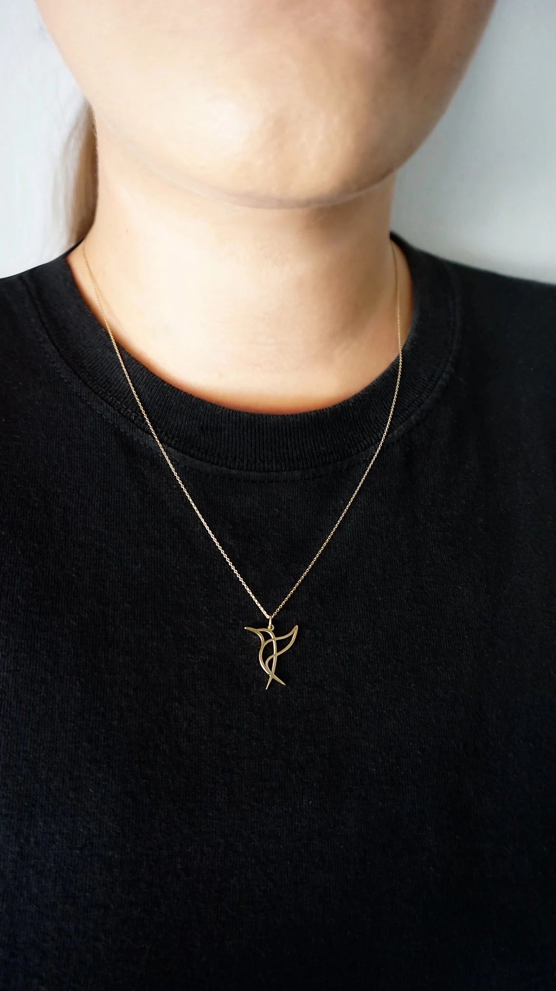 Kolibri-Halskette aus 14-karätigem Gold-Vermeil – Origami-Halskette
