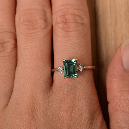 Lab Created Green Sapphire Simple Promise Ring