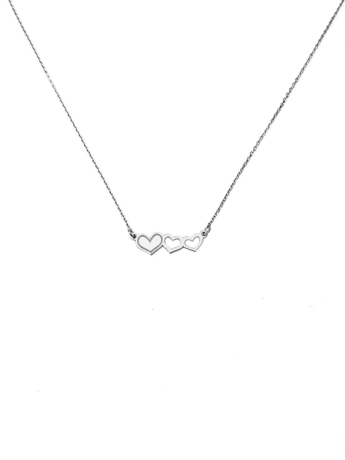 14K Gold Vermeil Triple Heart Necklace - Minimalist Necklace