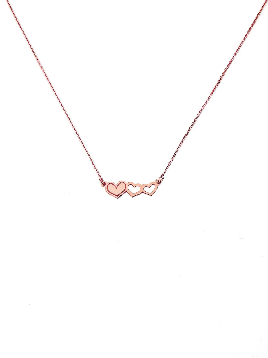 Dreifache Herz-Halskette aus 14-karätigem Gold-Vermeil – minimalistische Halskette