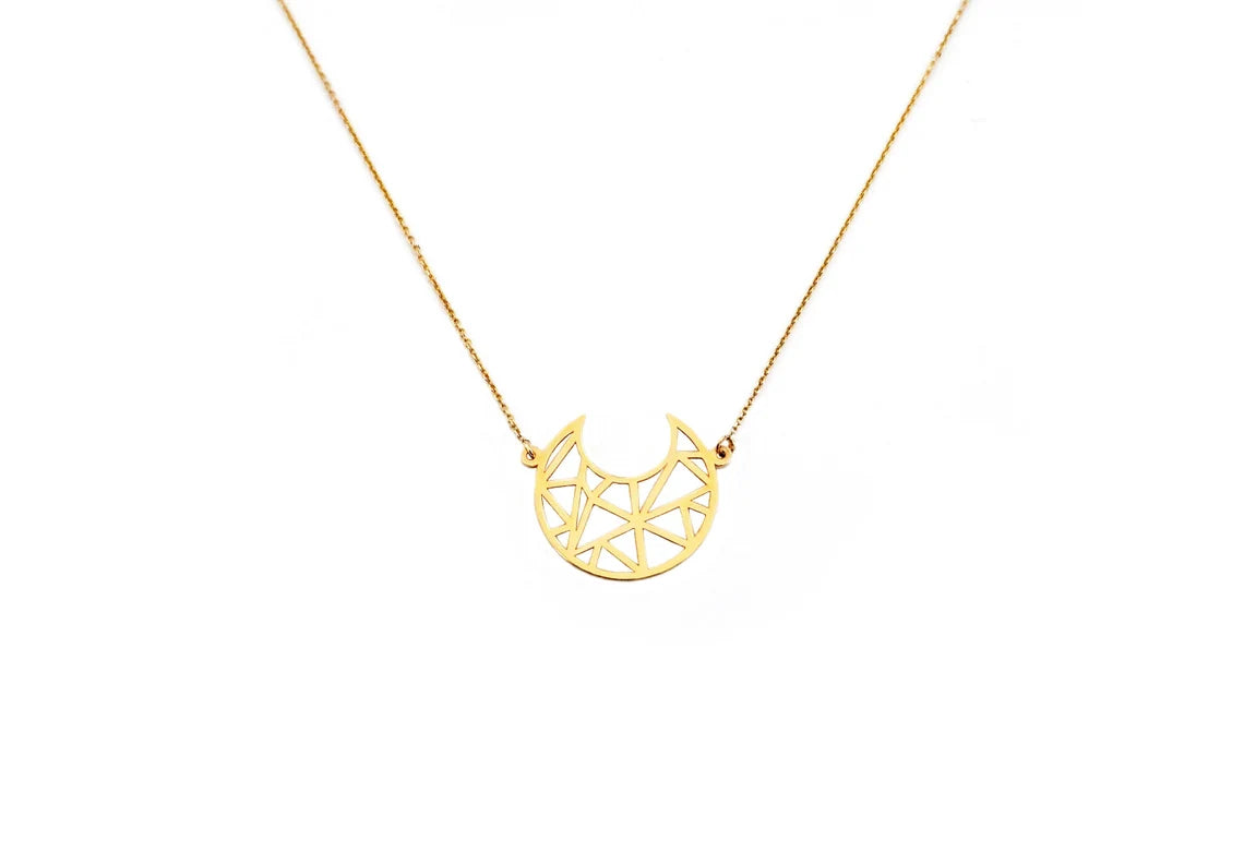 14K Gold Vermeil  Crescent Moon Origami necklace  necklace - Celestial Necklace