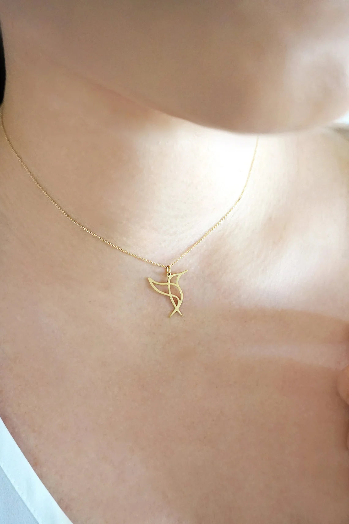 Kolibri-Halskette aus 14-karätigem Gold-Vermeil – Origami-Halskette