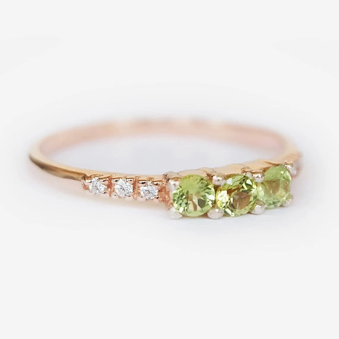 Peridot-Stapelringe – Ring aus 14-karätigem Roségold-Vermeil