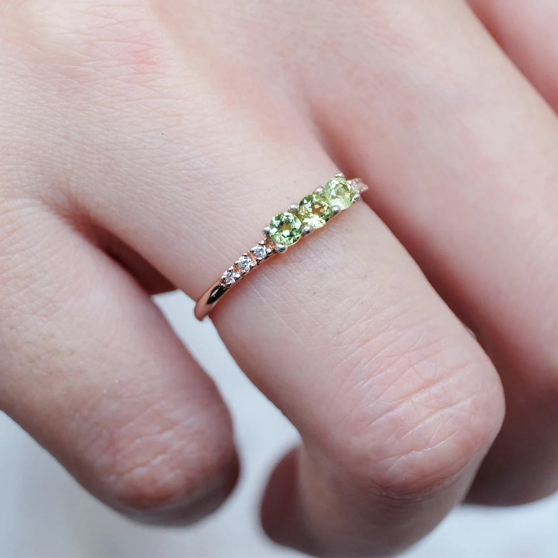 Peridot-Stapelringe – Ring aus 14-karätigem Roségold-Vermeil