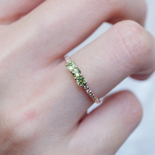 Peridot Three Stone Promise Rings