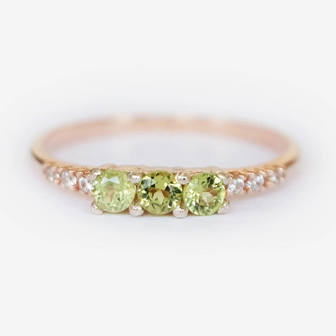 Peridot-Stapelringe – Ring aus 14-karätigem Roségold-Vermeil