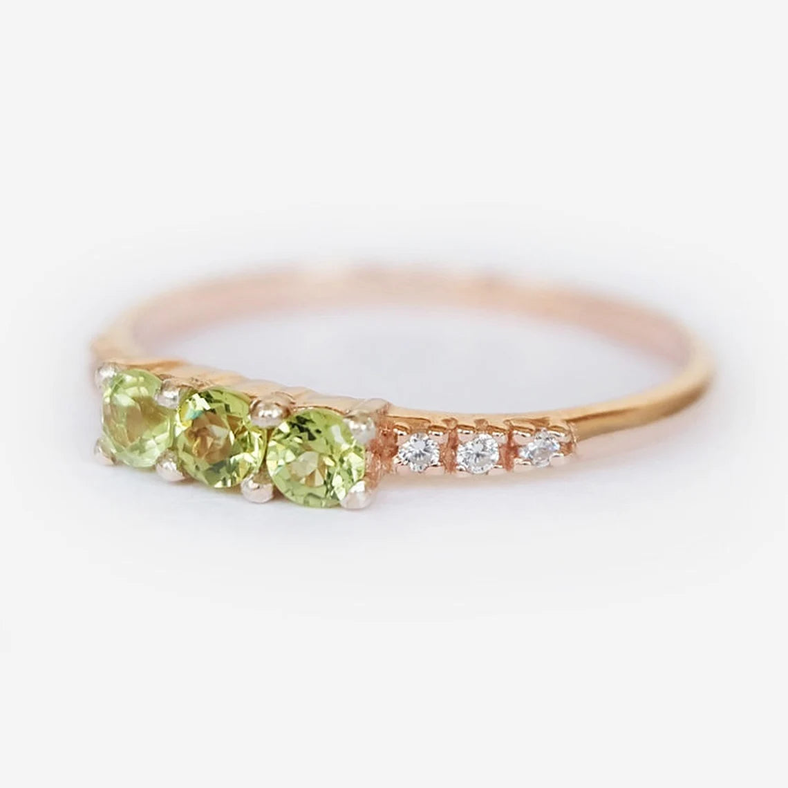 Peridot-Stapelringe – Ring aus 14-karätigem Roségold-Vermeil