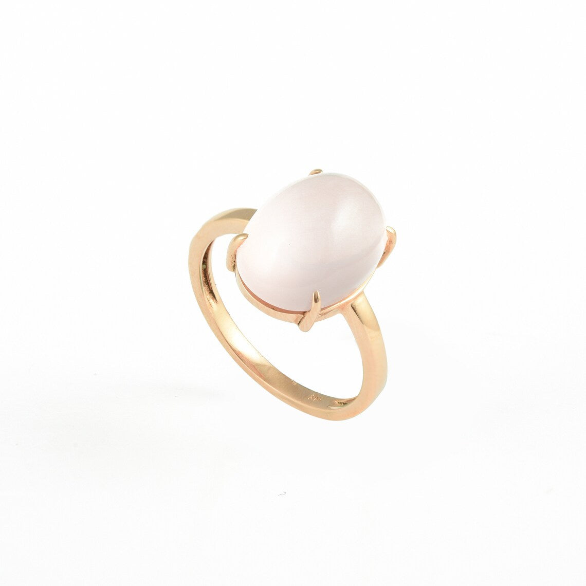 Rose Quartz Simple Solitaire Ring - Pink Gemstone Rings - 14k Gold Vermeil Rings